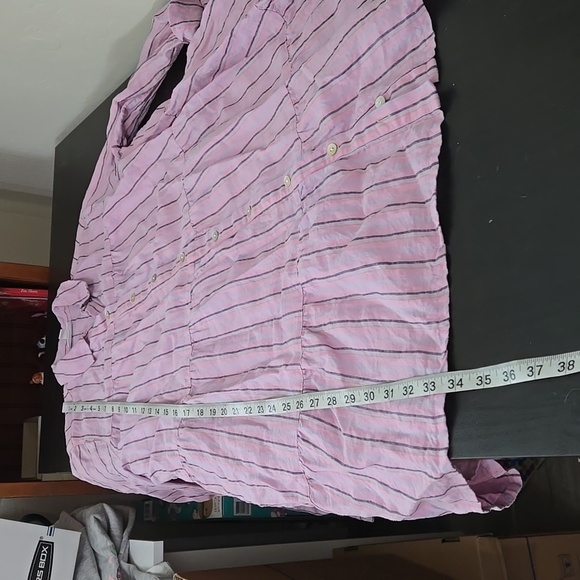 J.Jill Purple Shirt Dress Button Front Linen Stripe Rolled Sleeve Size M - Picture 14 of 14